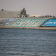 A “Welcome to Egypt” sign can be seen across the Suez Canal on March 30.